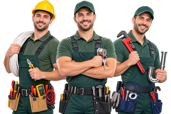 Squadra di tecnici Pronto Intervento Bergamo davanti al furgone di servizio