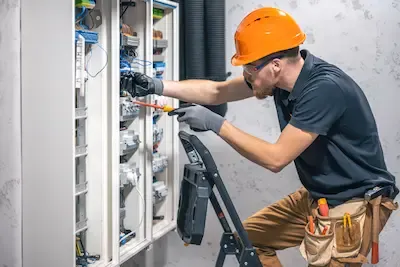 Elettricista Pronto Intervento Treviglio al lavoro su un impianto elettrico