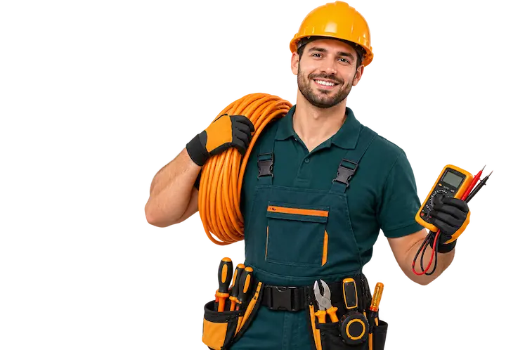 Elettricista al lavoro su un quadro elettrico durante un pronto intervento a Dalmine